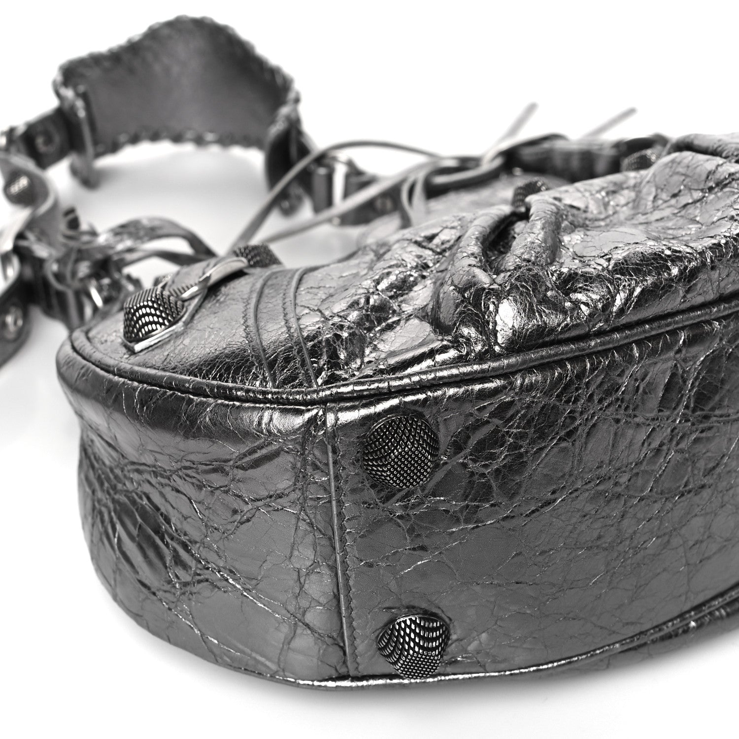 Balenciaga Metallic Agneau Arena Small Le Cagole Shoulder Bag Silver 8 of 9