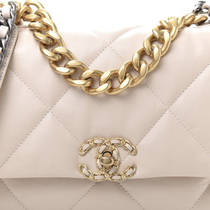 Chanel Lambskin Quilted Large 19 Flap Beige 11 of 12