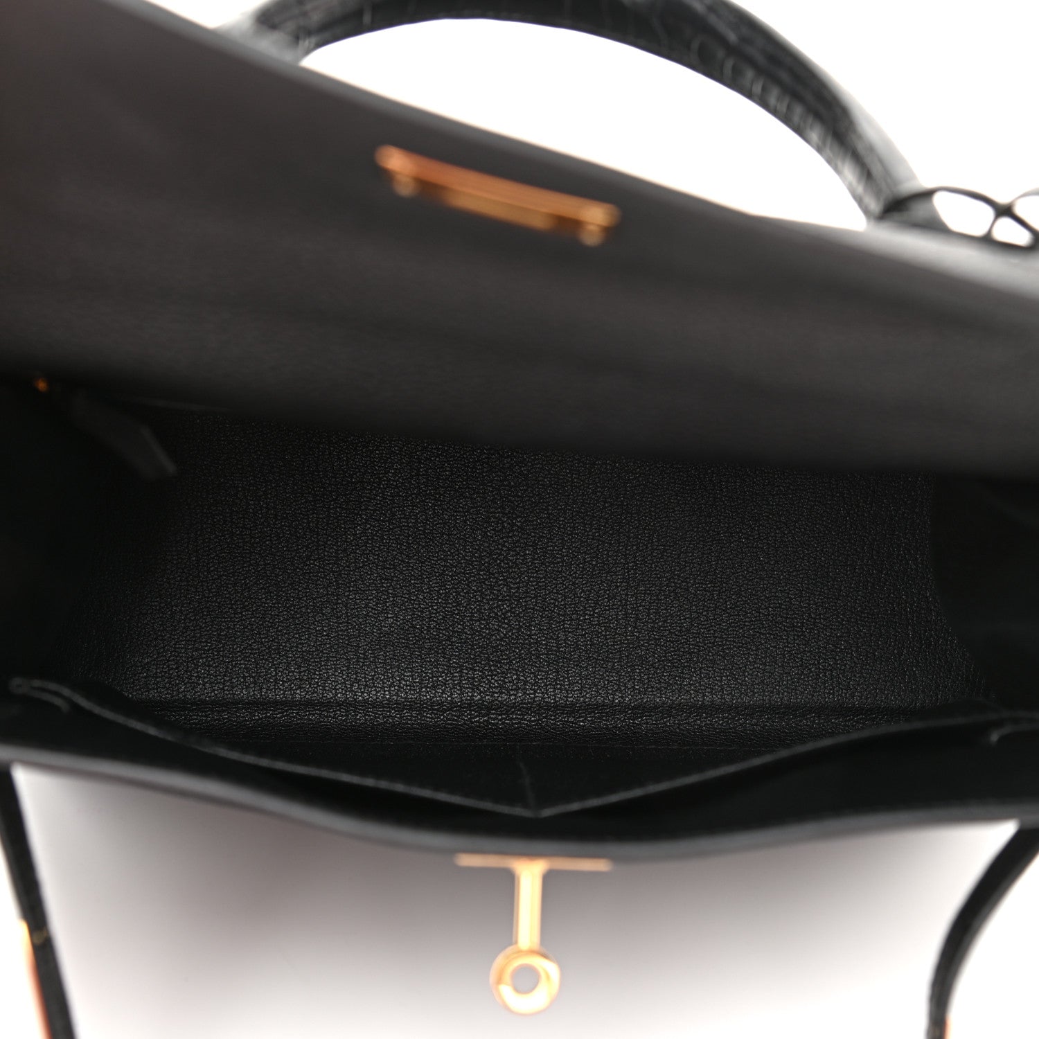 Hermes Togo Matte Porosus Crocodile Kelly Retourne Touch 28 Black 5 of 11