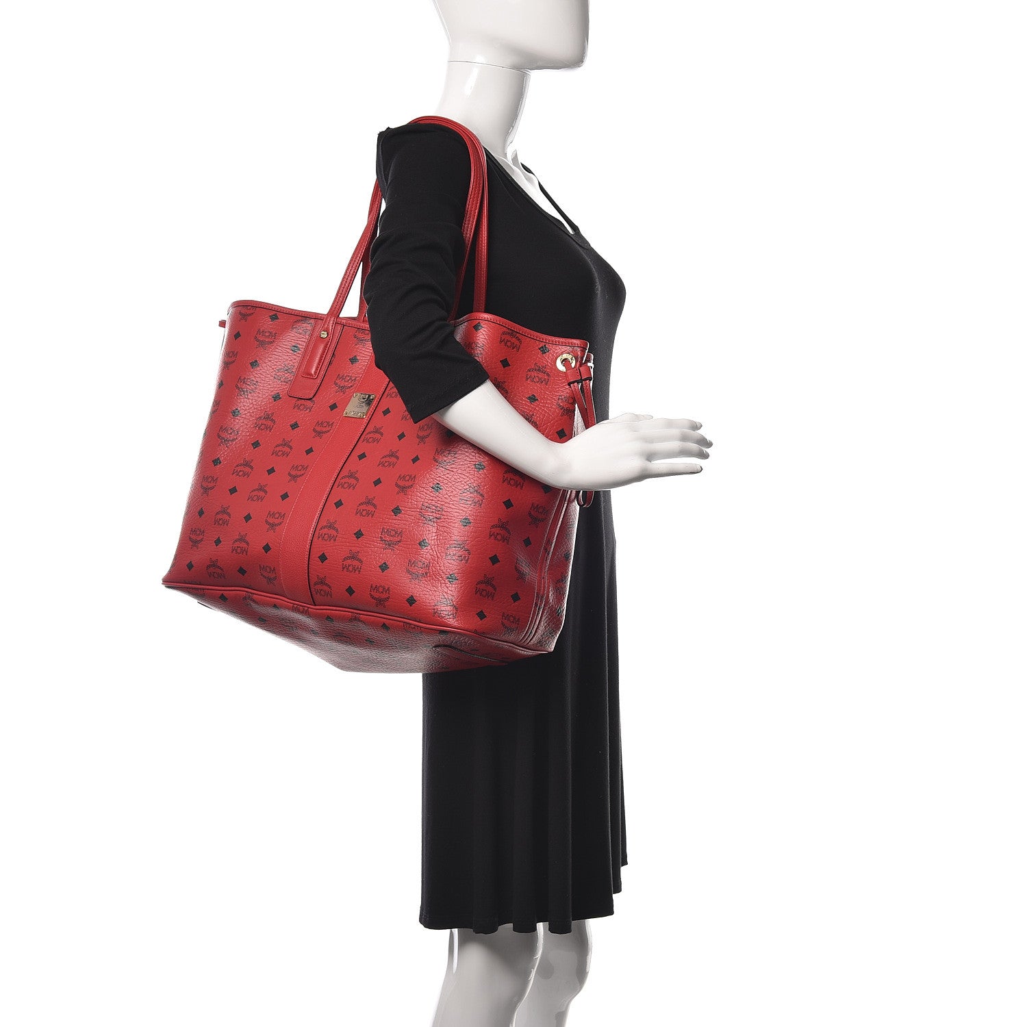 MCM Visetos Large Liz Reversible Shopper Tote Ruby Red 2 of 20