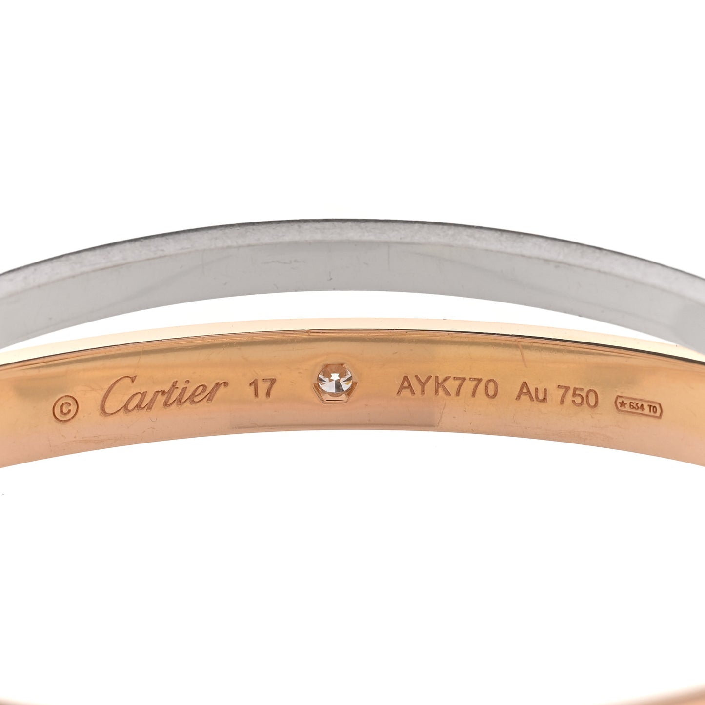 18K Pink White Gold Diamond Double LOVE Paved Bracelet 17