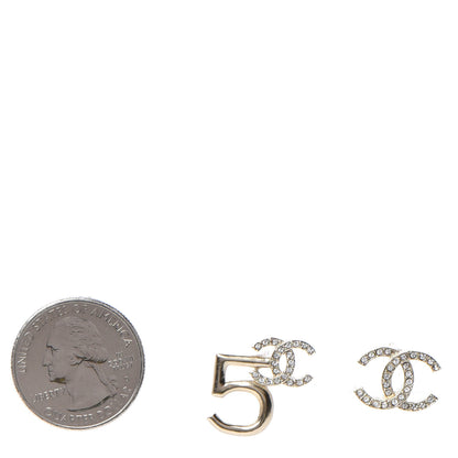 Chanel Crystal CC No 5 Earrings Gold 2 of 5