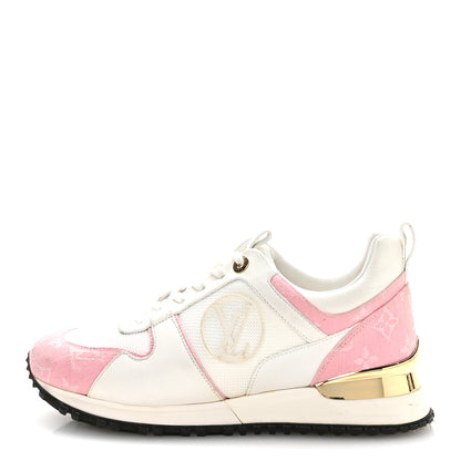 Louis Vuitton Calfskin Monogram Denim Run Away Sneakers 37.5 Pink 1 of 8