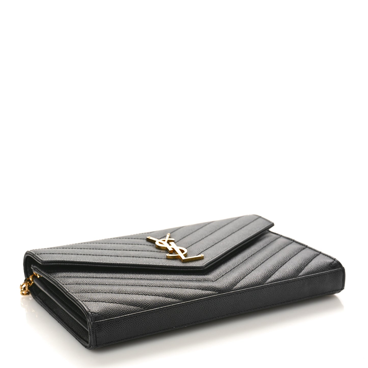 Grain De Poudre Matelasse Chevron Monogram Chain Wallet Black
