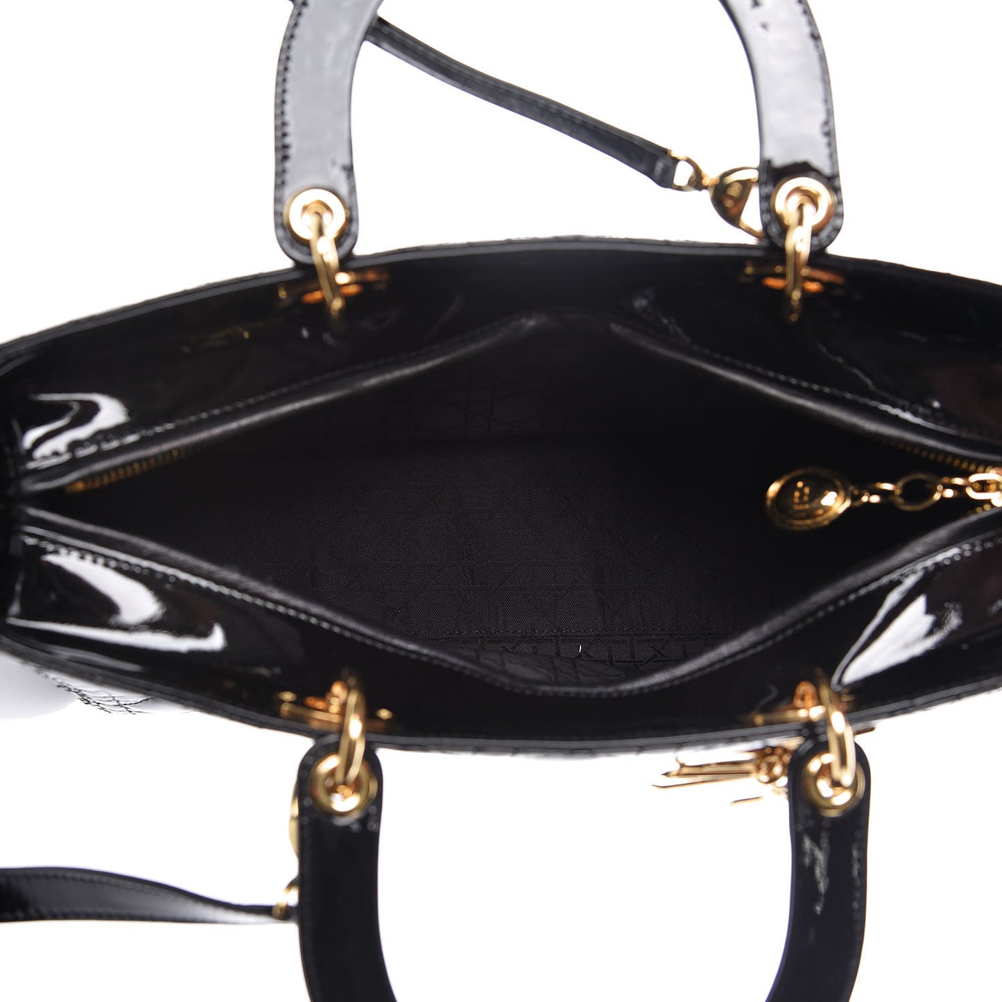 Patent Cannage Large Lady Dior Black
