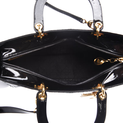 Christian Dior Patent Cannage Large Lady Dior Black 5 of 9