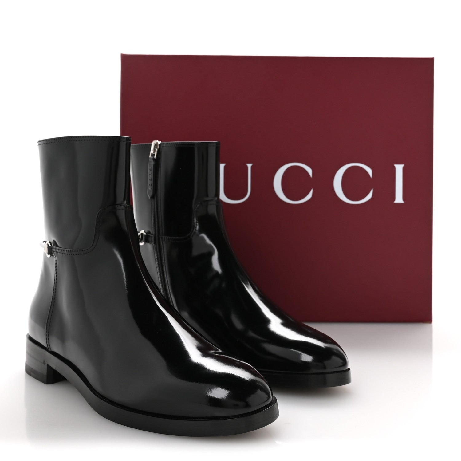 Gucci Brushed Calfskin Michelangelo Slim Horsebit Ankle Boots 39.5 Black 9 of 9