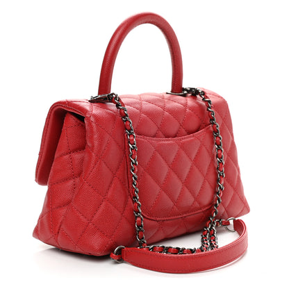 Chanel Caviar Quilted Mini Coco Handle Flap Dark Red 3 of 10