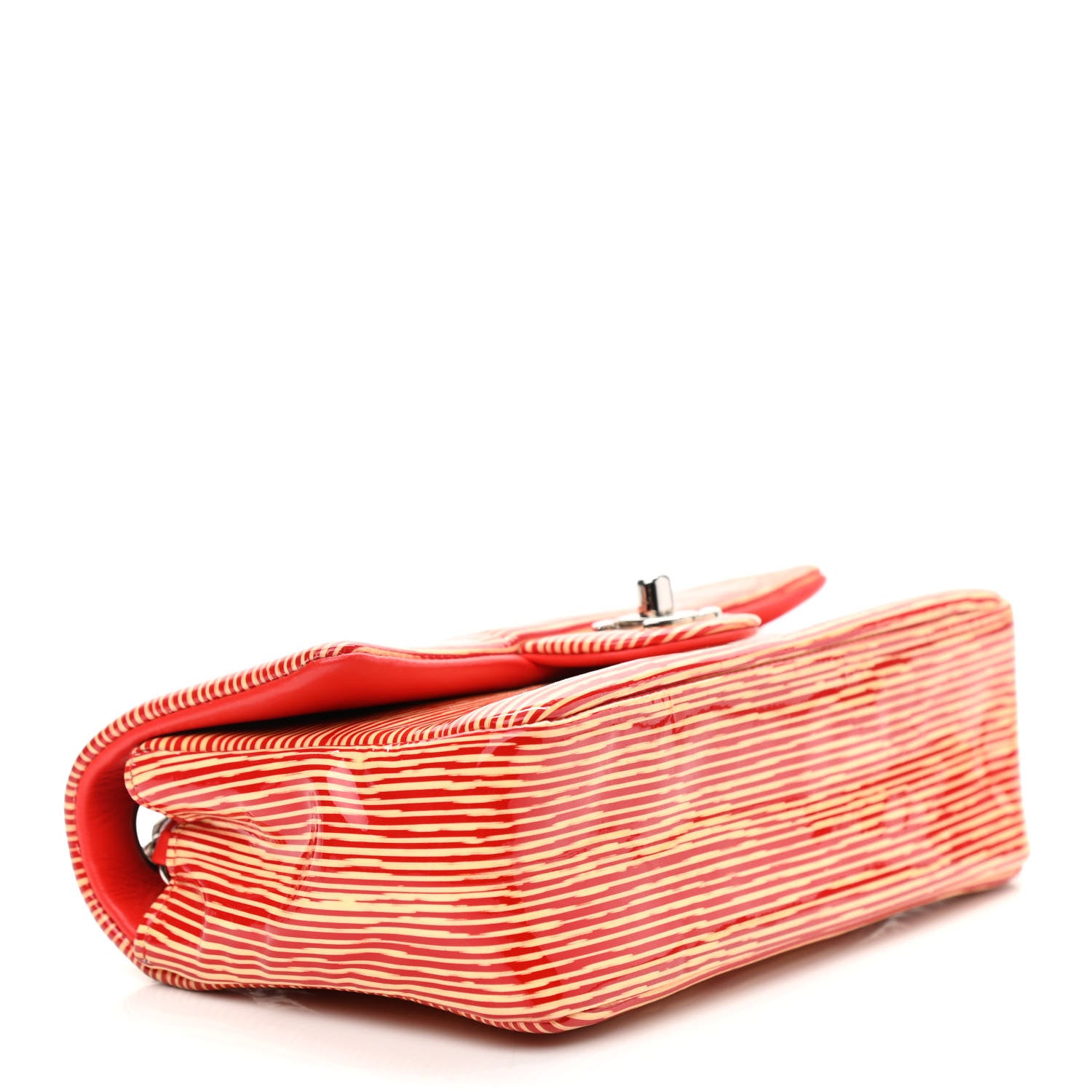 Chanel Patent Calfskin Striped Mini Rectangular Flap Red 4 of 10