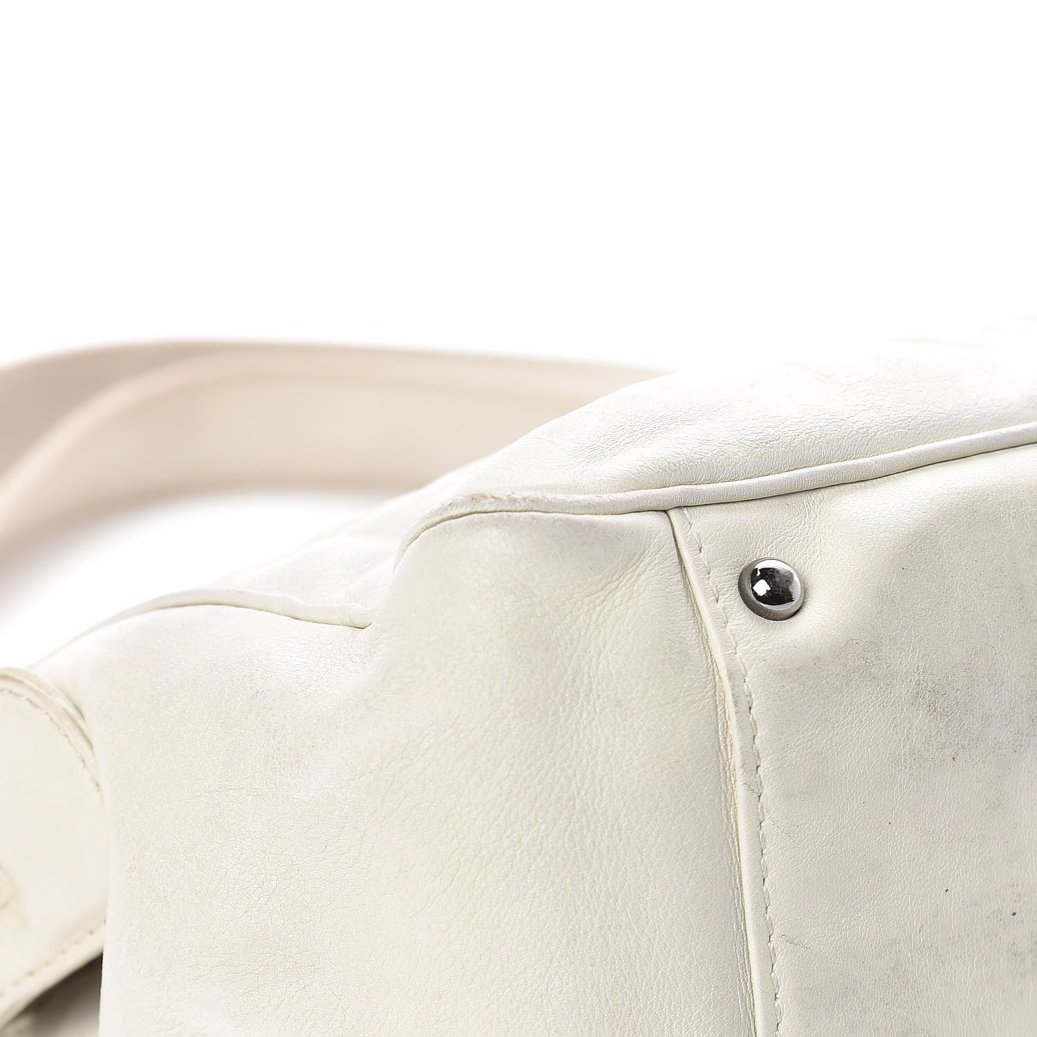 Chanel Lambskin Vertical Quilted Lax East West Shoulder Bag Ivory 14 of 17