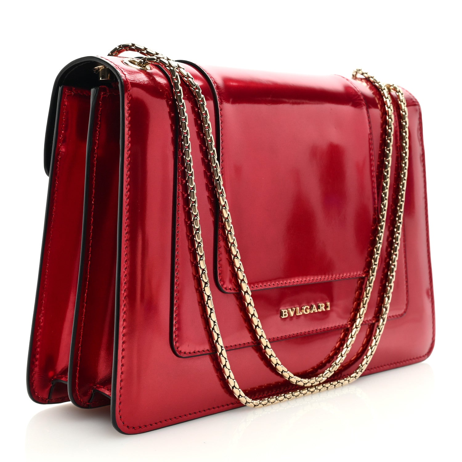 Bulgari Metallic Calfskin Serpenti Forever Shoulder Bag Red 4 of 10