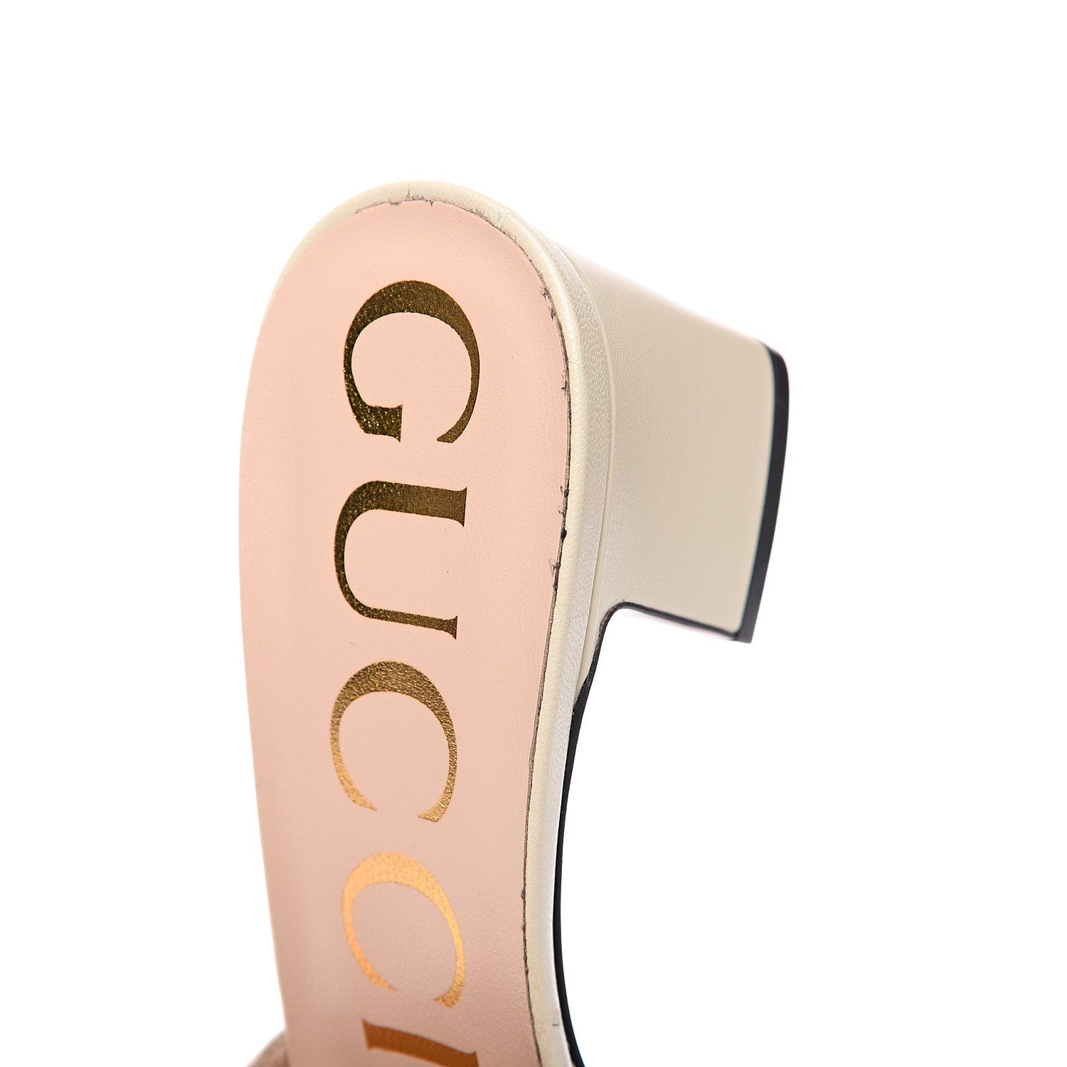 Gucci Malaga Kid Crystal Square G Madelyn Mules 37.5 Vintage White 9 of 11