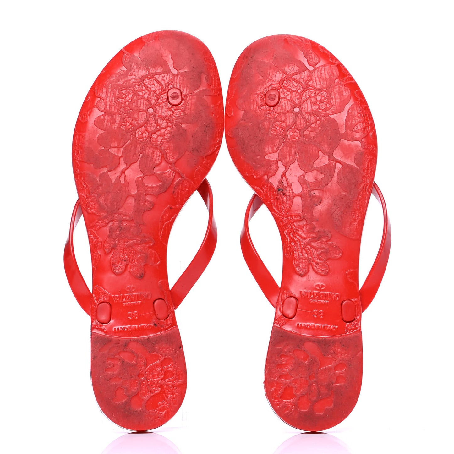 PVC Jelly Rose Thong Sandals 38 Red