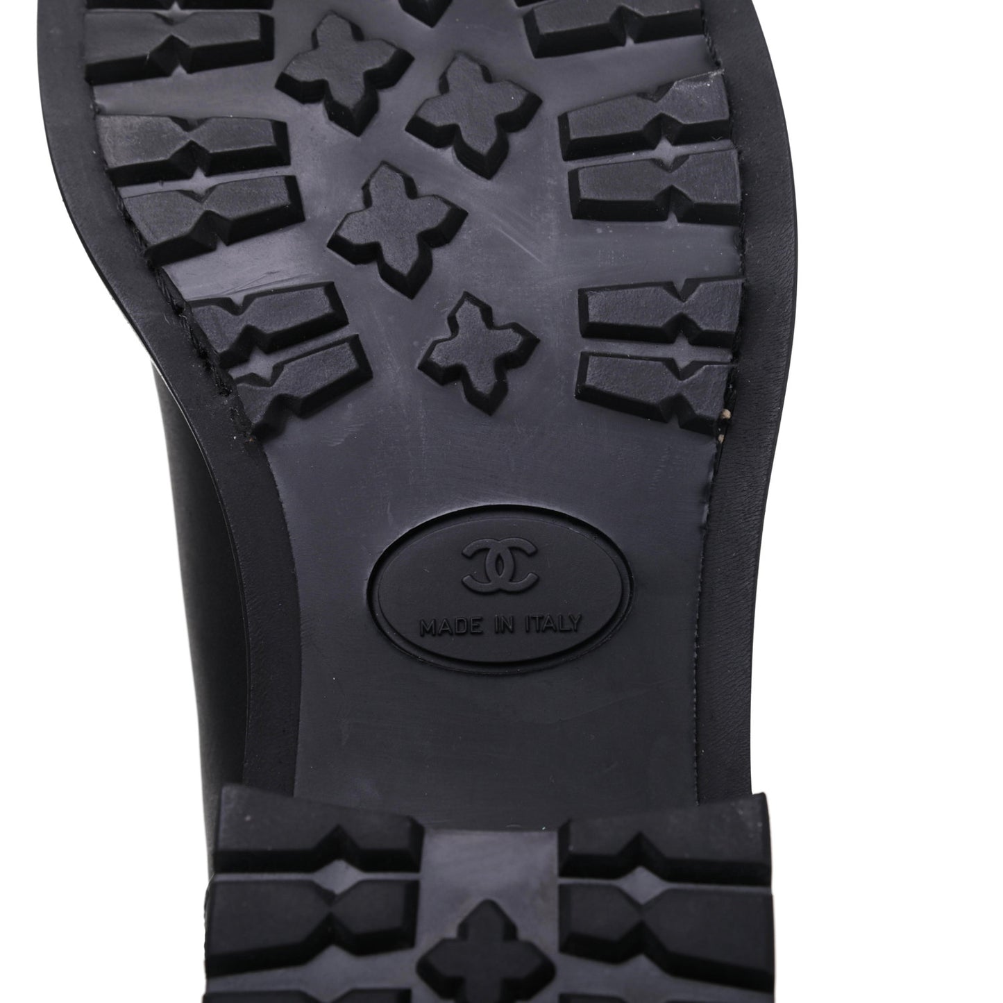 Oily Calfskin Quilted High Boots 38 Black