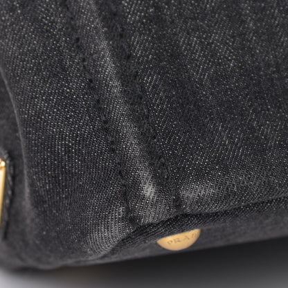 Prada Denim Small Logo Tote Black 5 of 7