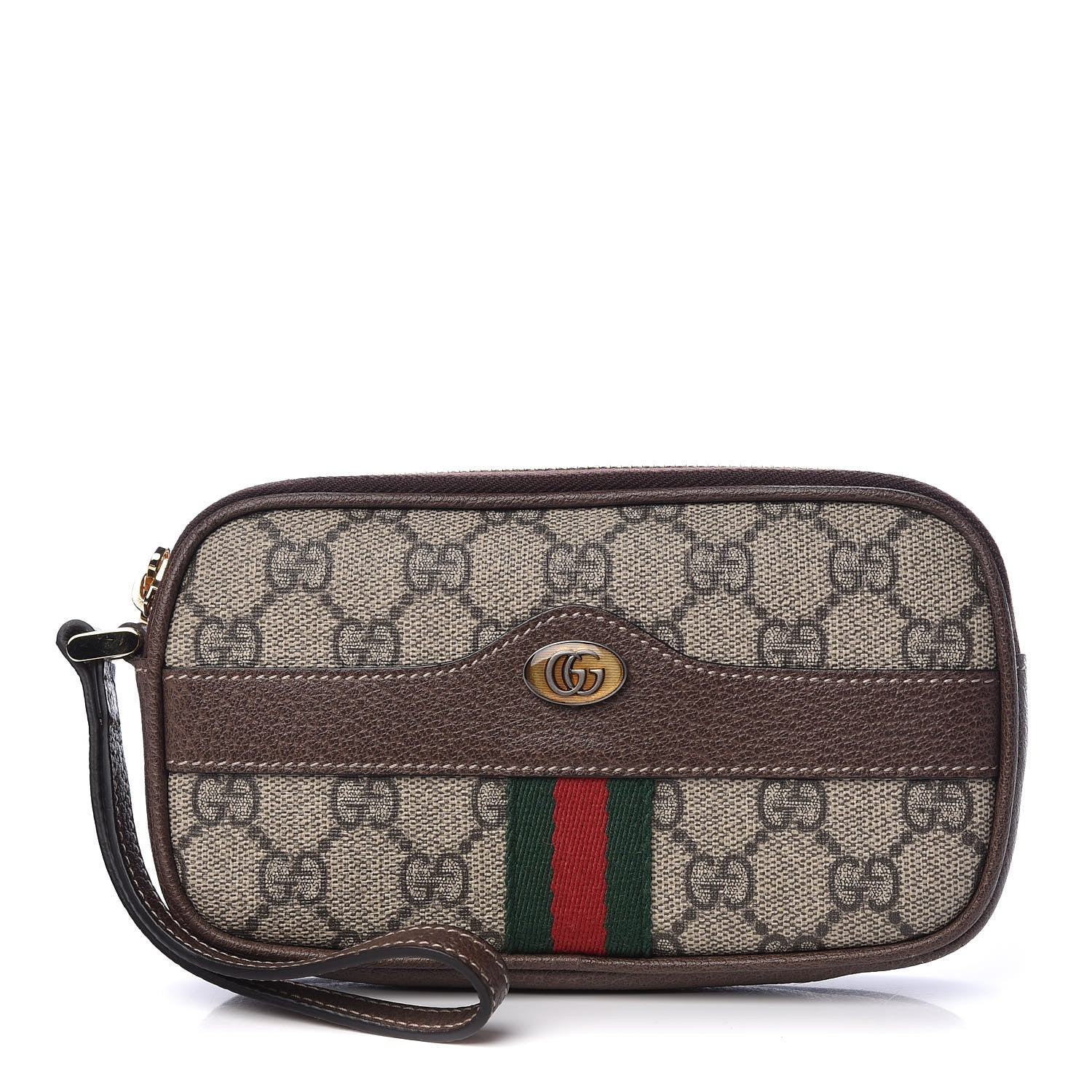 Gucci GG Supreme Monogram Ophidia Phone Case Wristlet Brown 2 of 10