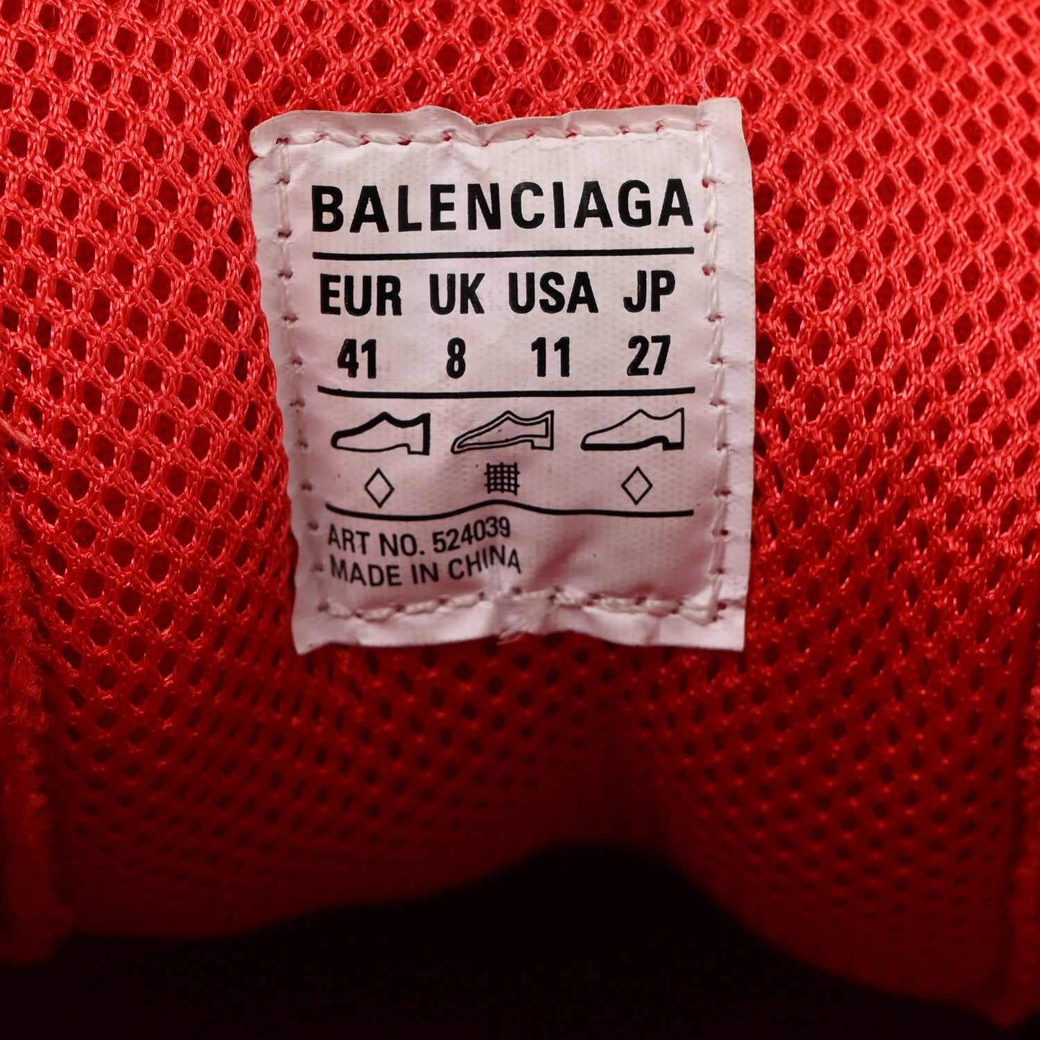 Balenciaga Recycled Calfskin Allover Logo Womens Triple S Sneakers 41 Tomato Red White 7 of 9