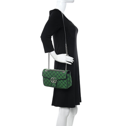 Gucci Monogram Multicolor Matelasse Diagonal Small GG Marmont Shoulder Bag Green Blue 2 of 9