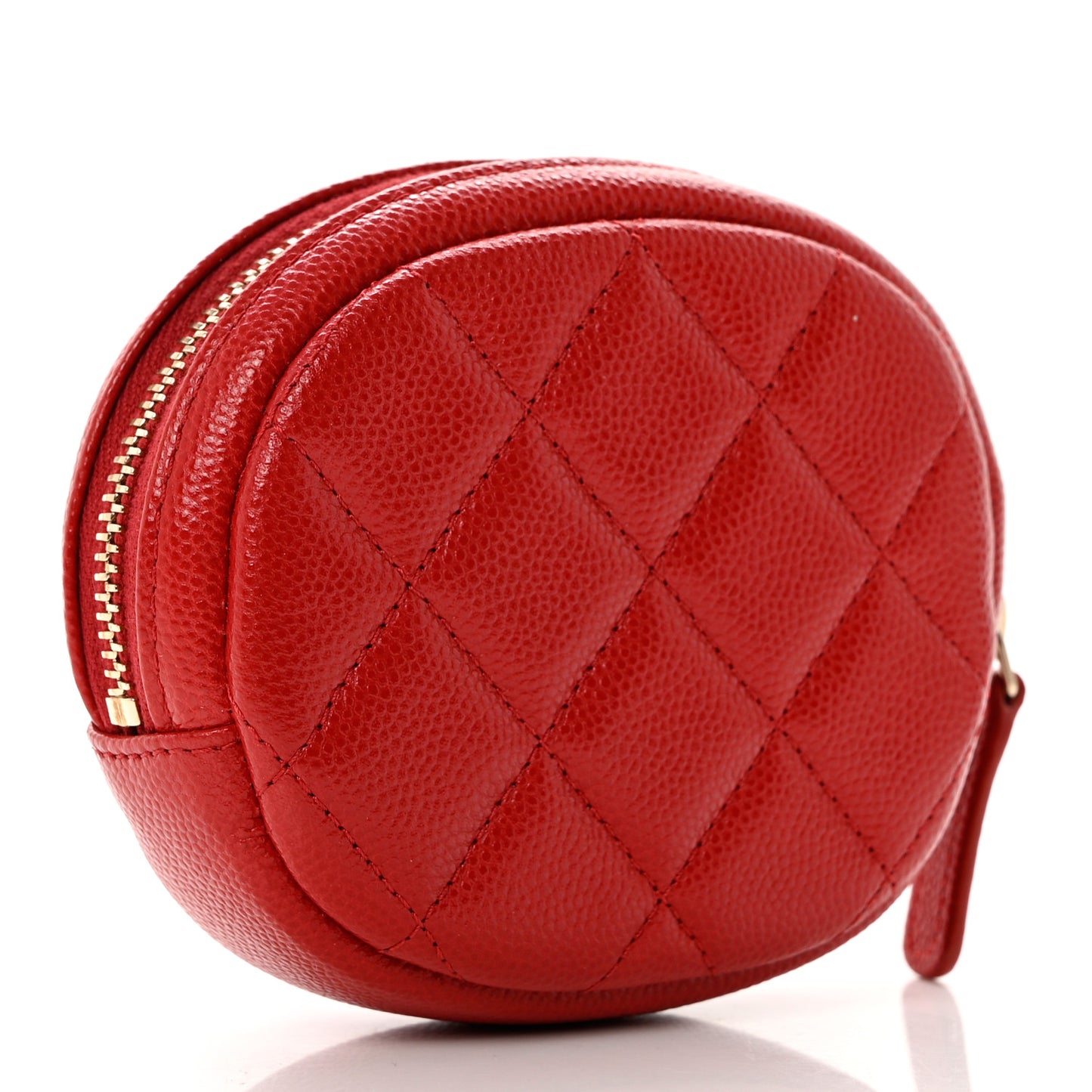 Caviar Quilted Zip Around Classic Coin Purse Red