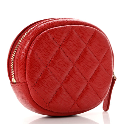Chanel Caviar Quilted Zip Around Classic Coin Purse Red 3 of 7