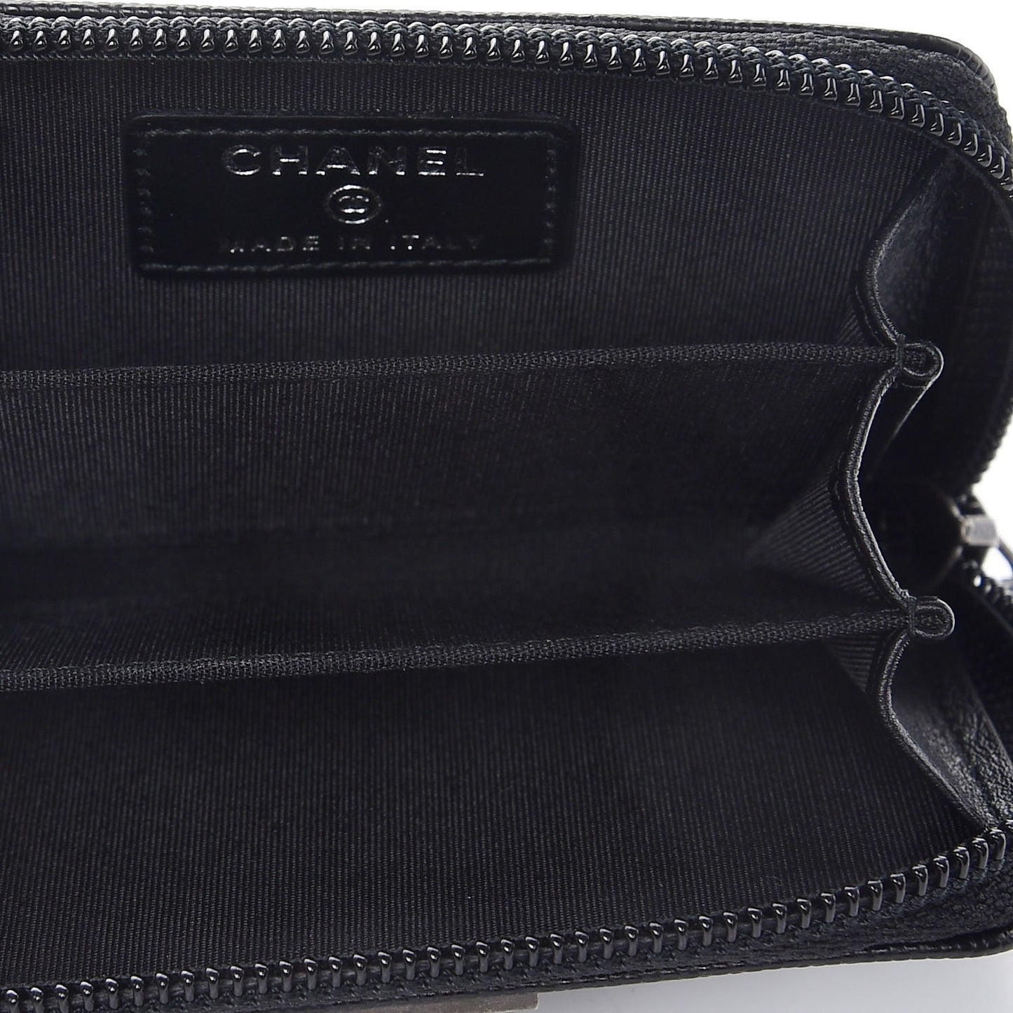 Caviar Quilted Boy Zip Around Coin Purse Wallet Black