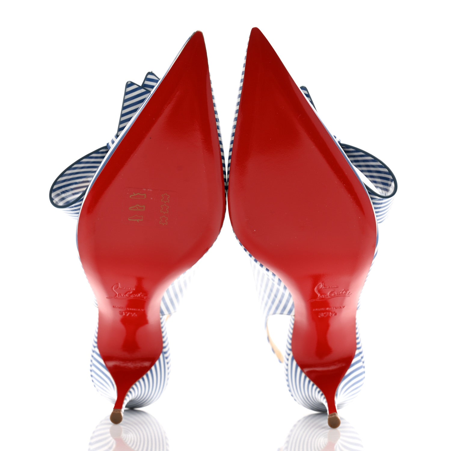 Christian Louboutin Patent Stripes Clare Nodo 80 Pumps 37.5 Jeans White 5 of 11