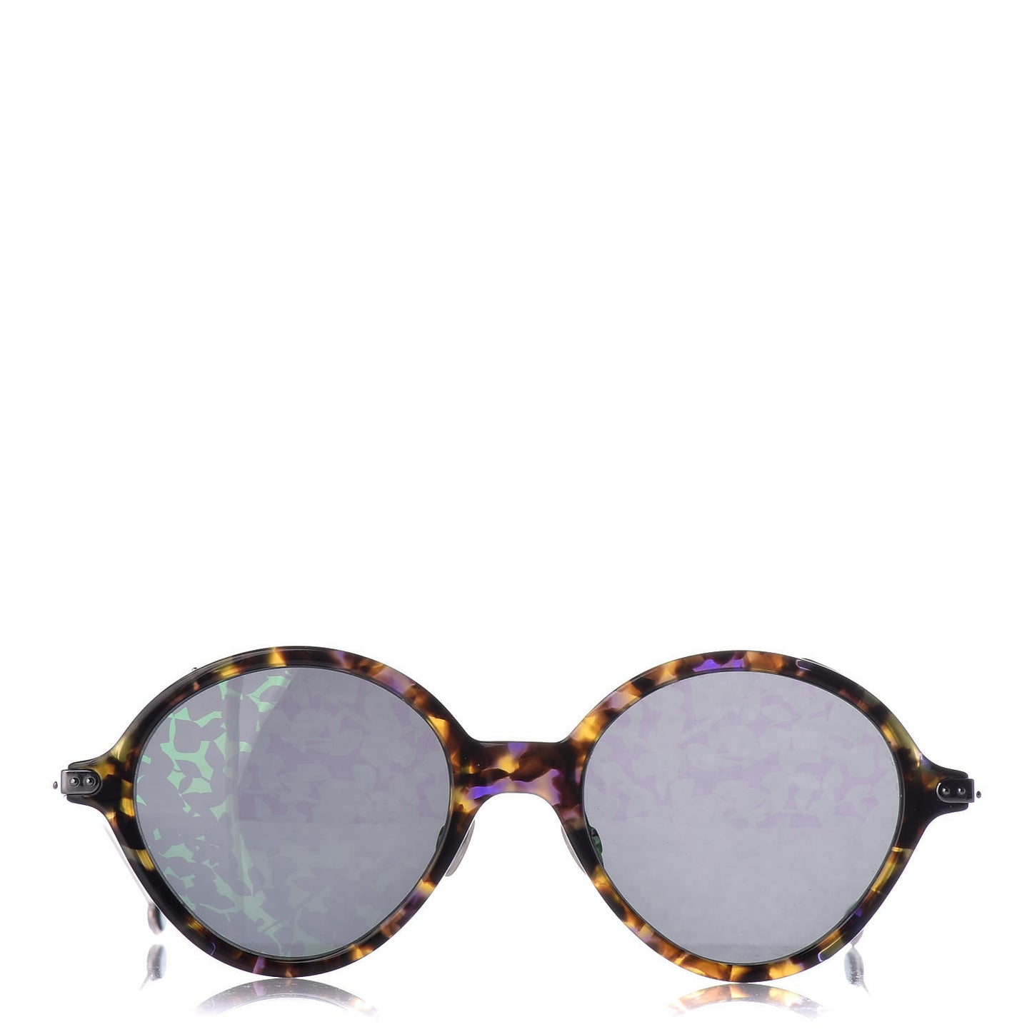 Acetate Leaf Print Umbrage Round Sunglasses Green Foliage