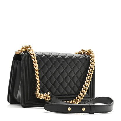Chanel Lambskin Quilted Medium Boy Flap Black 3 of 12