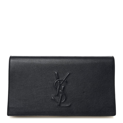 Saint Laurent Calfskin Monogram Large Belle De Jour Clutch Navy 1 of 6