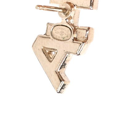 Chanel Crystal Cha-Nel Logo Earrings Gold 4 of 5