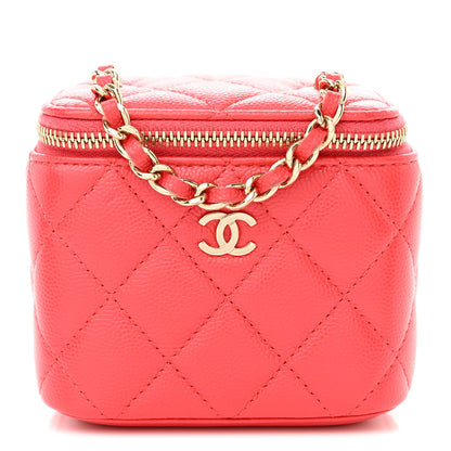 Chanel Caviar Quilted Mini Vanity Case With Chain Red 1 of 10