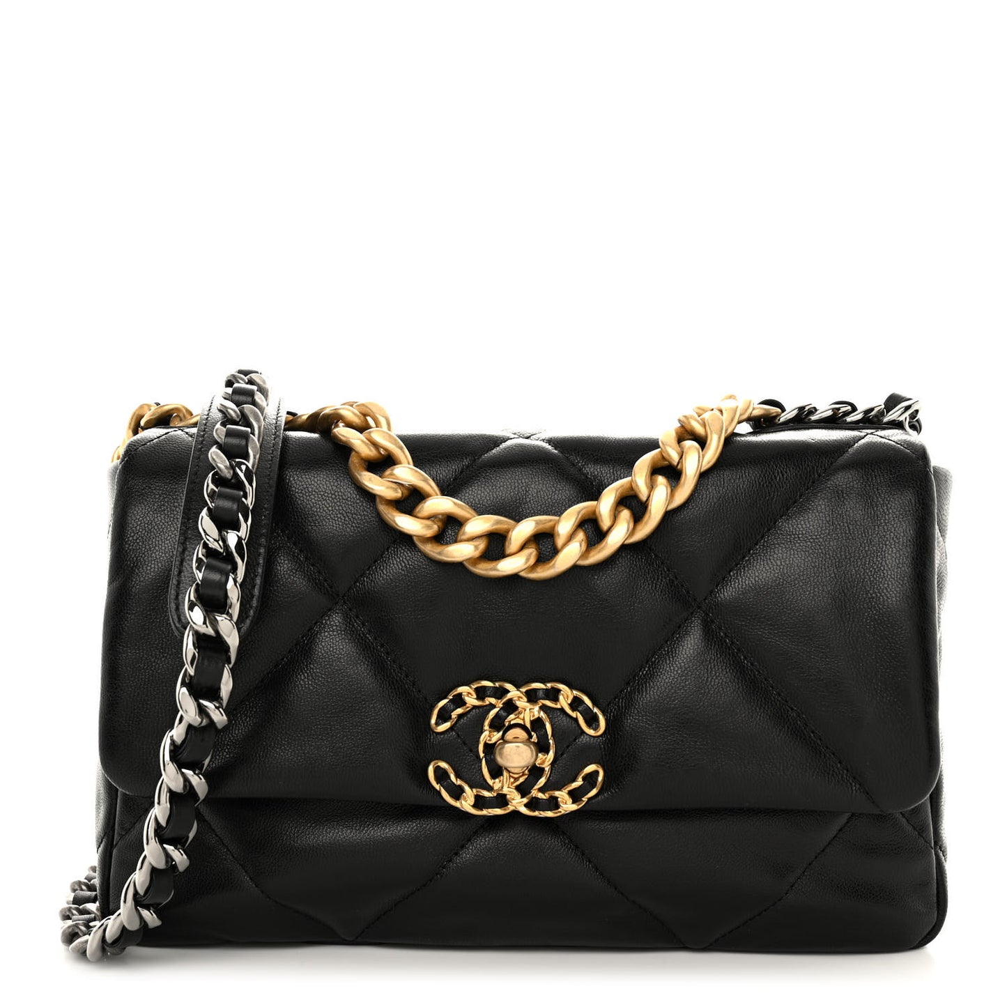 Goatskin Quilted Medium Chanel 19 Flap Black