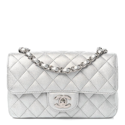 Chanel Metallic Lambskin Quilted Mini Rectangular Flap Silver 1 of 9