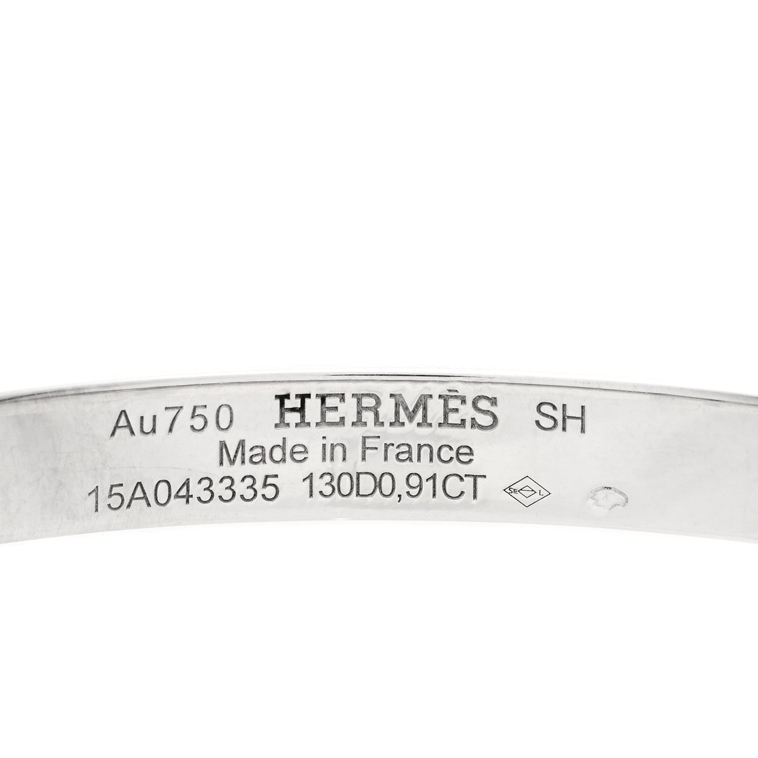 Hermes 18K White Gold Pave Diamond PM Collier De Chien Bracelet SH 4 of 5