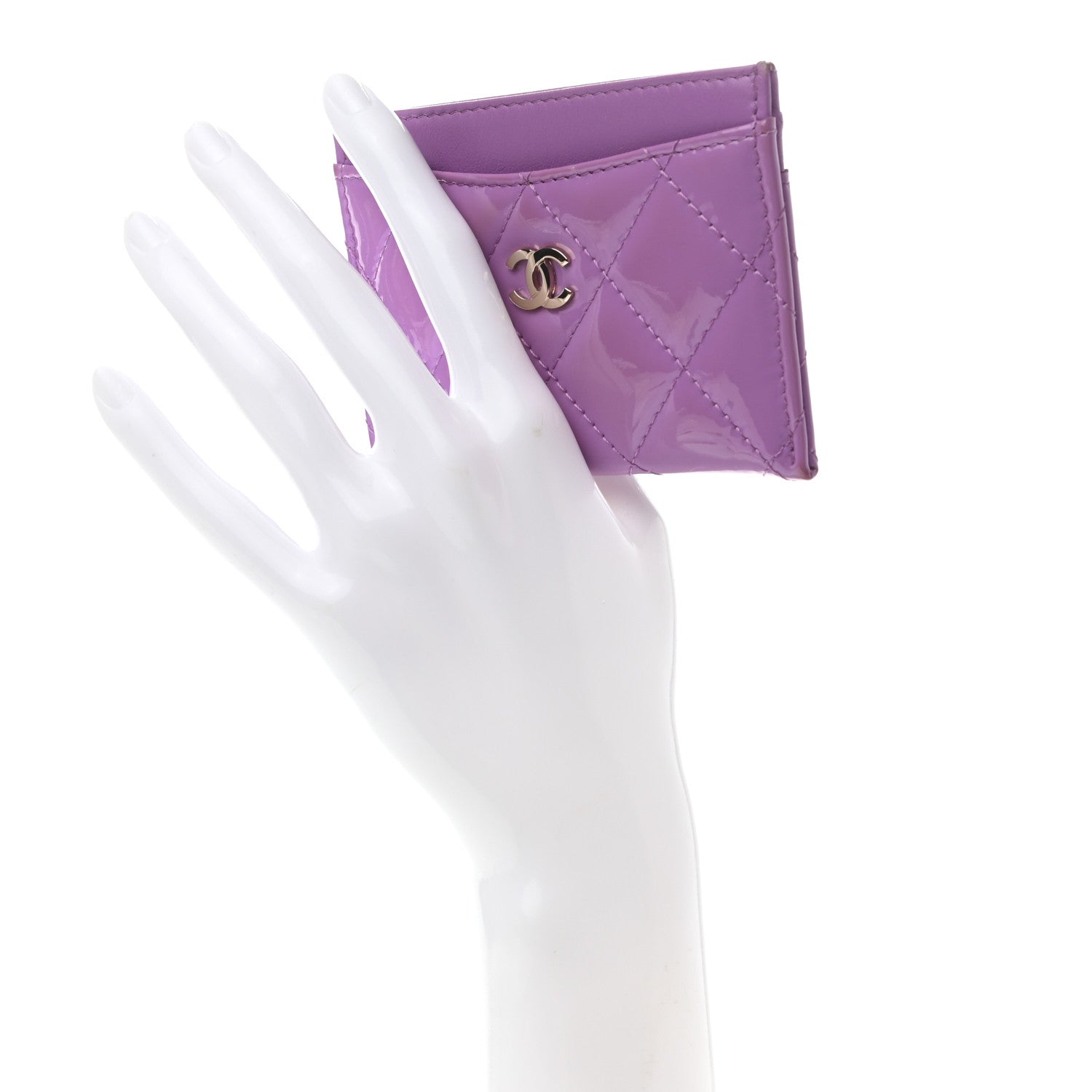 Chanel Patent Quilted Card Holder Purple 2 of 9