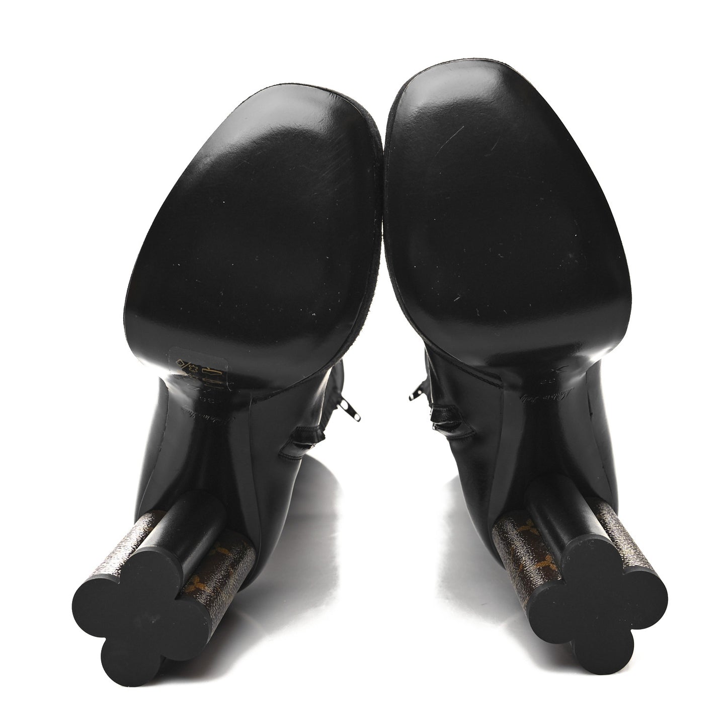 Suede Calfskin Monogram Podium Platform Thigh Boots 36 Black