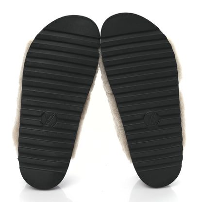 Louis Vuitton Shearling Calfskin Paseo Flat Comfort Sandal 37.5 Beige 5 of 7