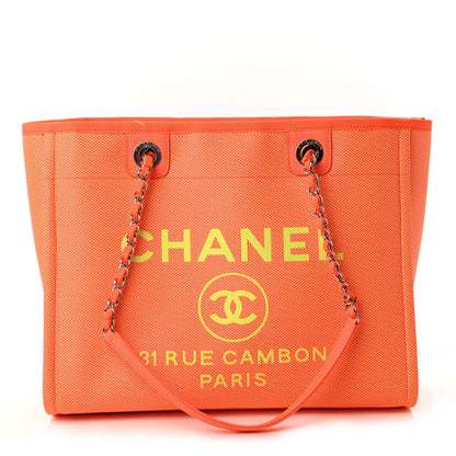 Chanel Mixed Fibers Calfskin Small Deauville Tote Orange Yellow 1 of 11