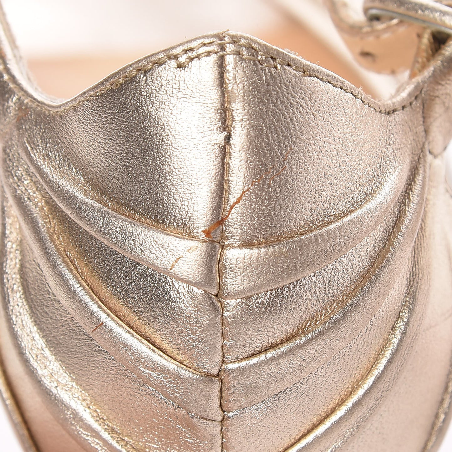 Metallic Calfskin Braided Jazzy Doll 100 T-Strap Sandals 36 Light Gold