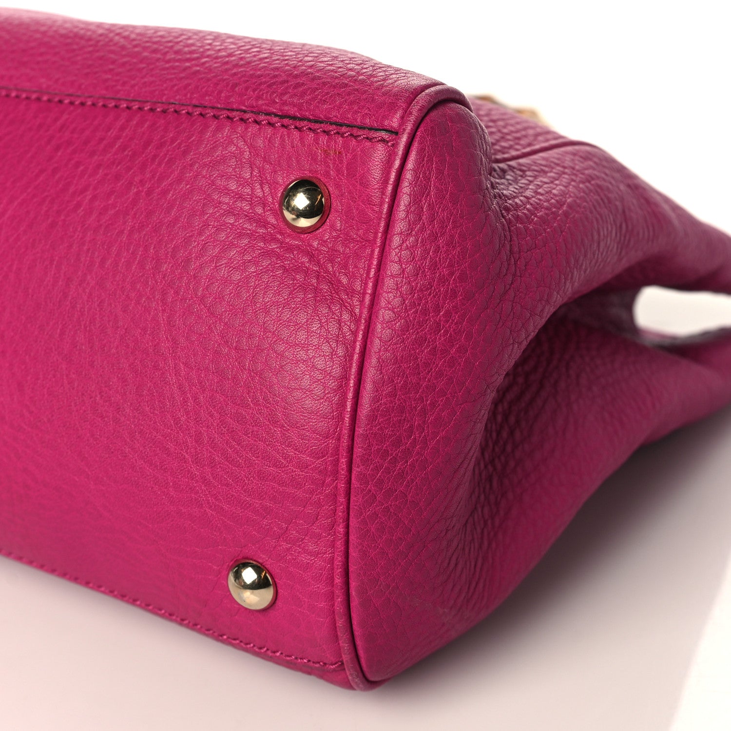 Gucci Pebbled Calfskin Medium Bamboo Shopper Tote Bright Bougainvillea 9 of 9