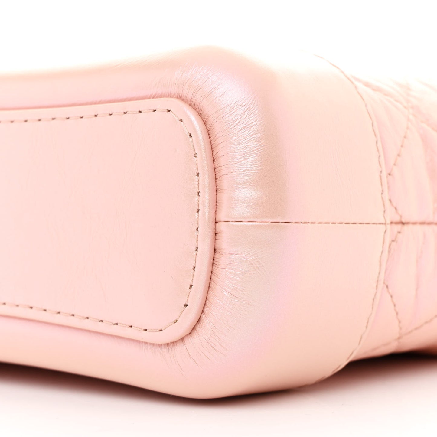 Iridescent Aged Calfskin Quilted Small Gabrielle Hobo Rose