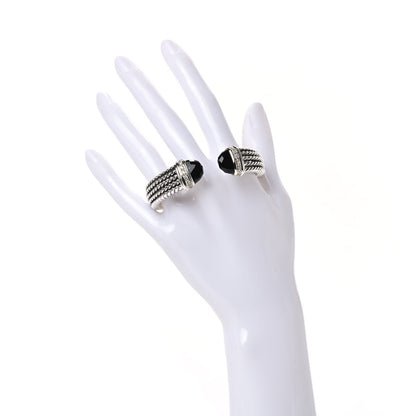 David Yurman Sterling Silver Diamond Black Onyx 10mm Wheaton Cuff Bracelet 2 of 4