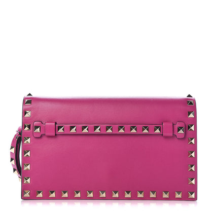 Valentino Garavani Nappa Small Rockstud Wristlet Clutch Fuxia 1 of 9
