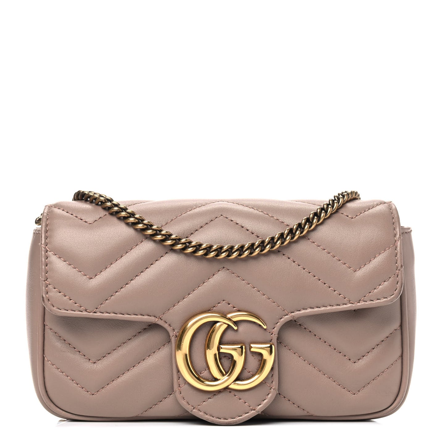 Calfskin Matelasse Super Mini GG Marmont Shoulder Bag Porcelain Rose