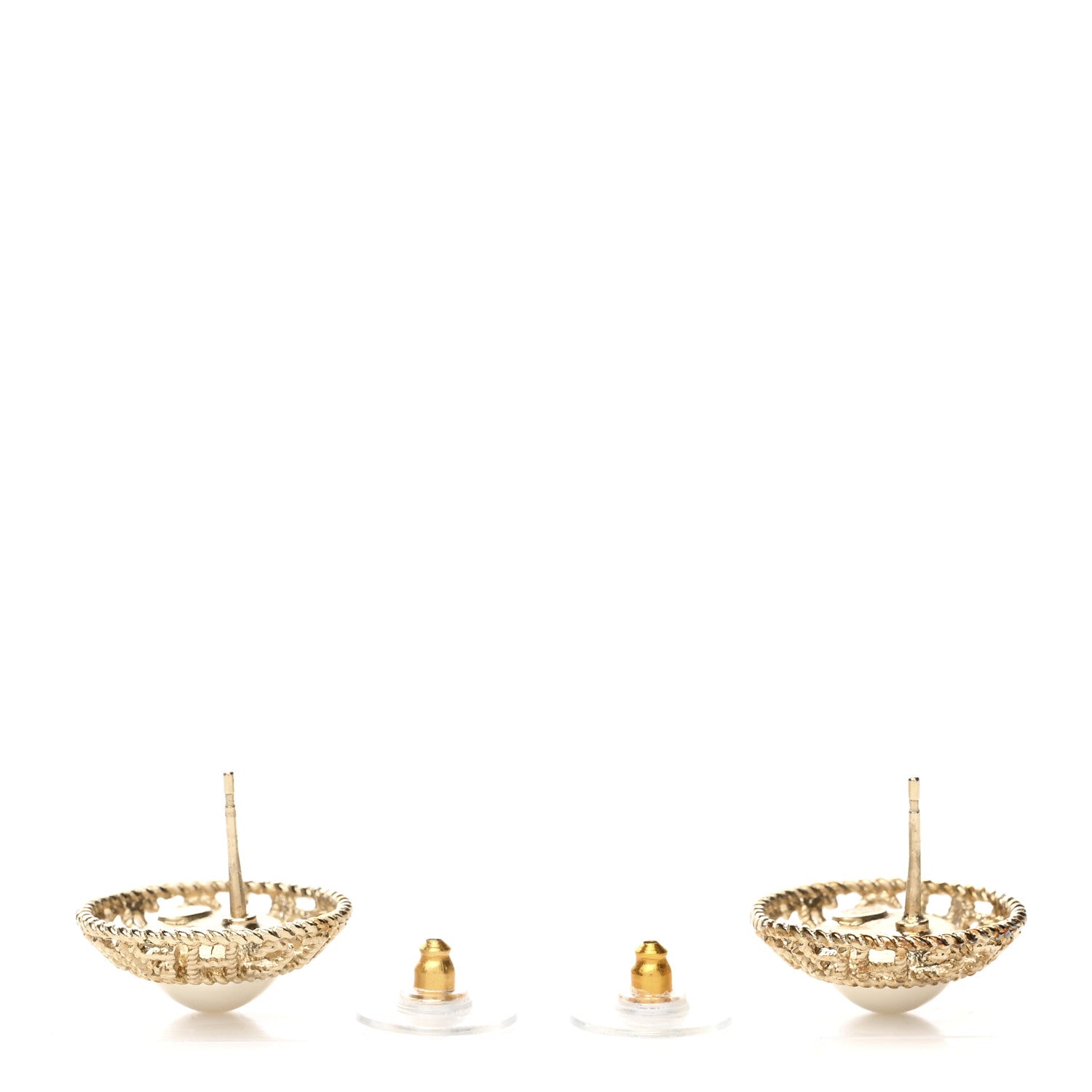 Chanel Pearl CC Round Rope Logo Earrings Gold 3 of 4