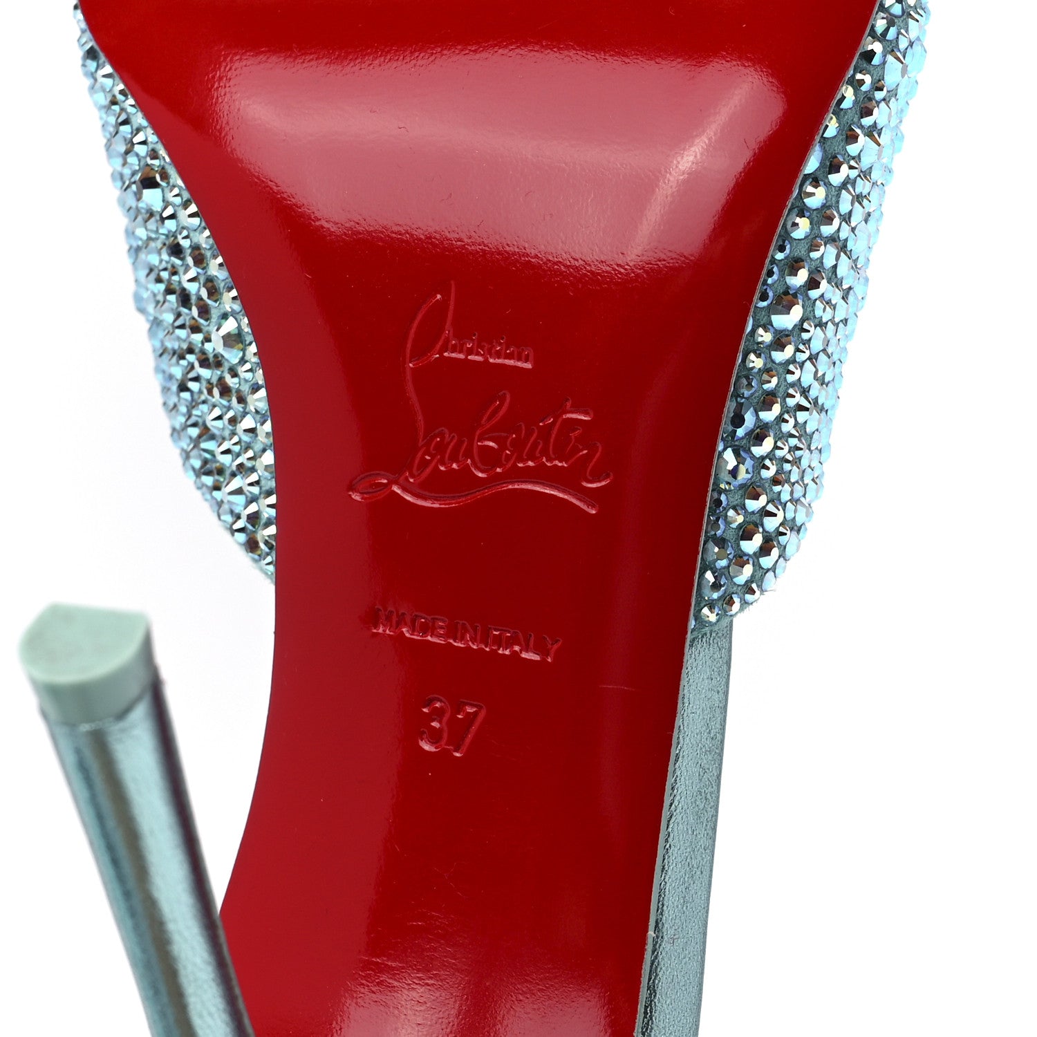 Christian Louboutin Suede Crystal Strass Me Dolly 100 Sandals 37 Mint 6 of 7