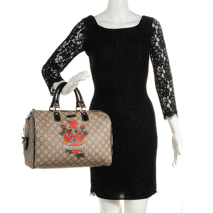 Gucci GG Plus Monogram Tattoo Heart Medium Joy Boston Dark Brown 2 of 7