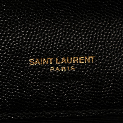 Saint Laurent Grain De Poudre Matelasse Chevron Monogram Envelope Clutch Black 6 of 12