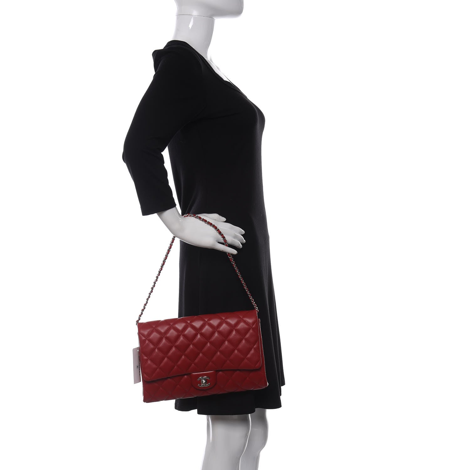 Chanel Lambskin Quilted Clutch With Chain Flap Red 2 of 13