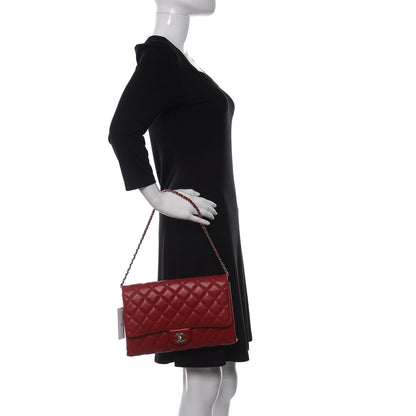 Chanel Lambskin Quilted Clutch With Chain Flap Red 2 of 13